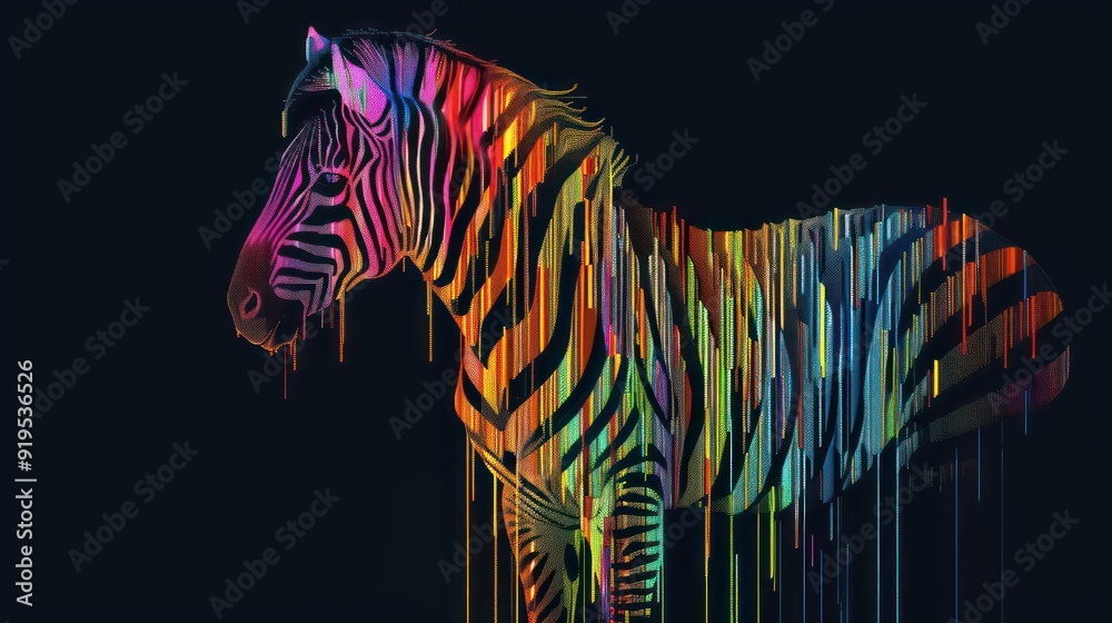 Fototapeta premium Abstract Zebra in Vibrant Colors