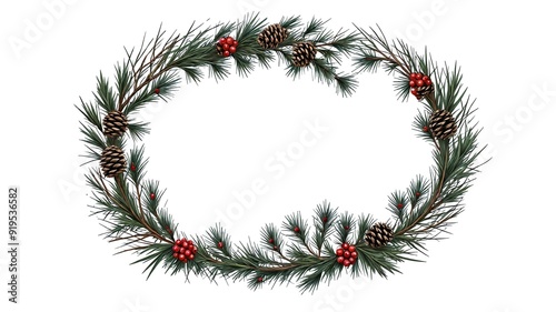 Wallpaper Mural Christmas Wreath with Pinecones and Berries Torontodigital.ca