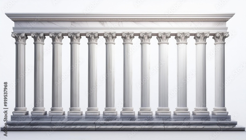 Obraz premium classical white marble columns isolated on white background ancient greek or roman architecture elements cut out 3d rendering