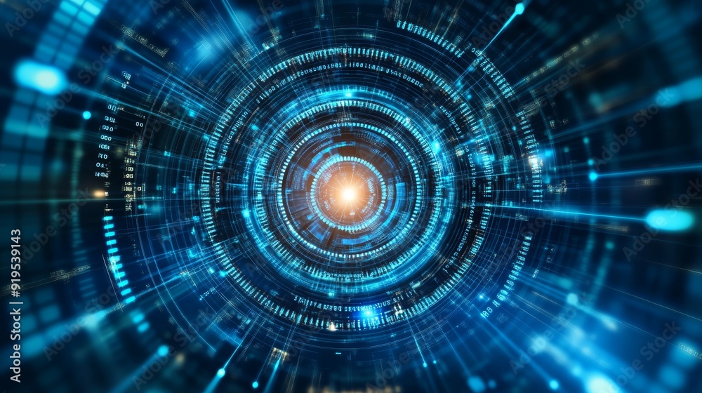 A concept of digital cyberspace involving particles and digital data networks. A concept of digital cyberspace involving particles and digital data networks.