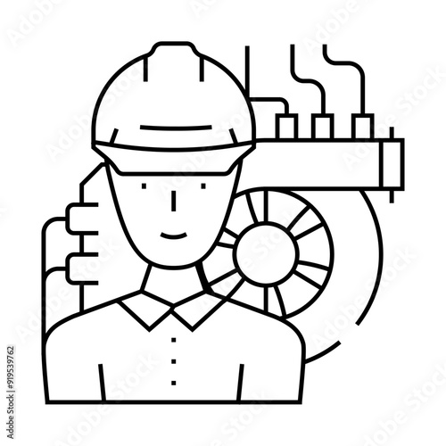 industrial mechanic repair worker line icon vector. industrial mechanic repair worker sign. isolated contour symbol black illustration