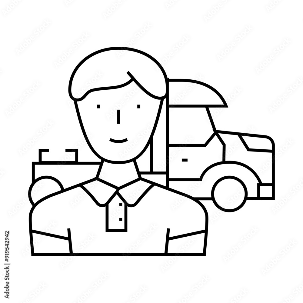 diesel mechanic repair worker line icon vector. diesel mechanic repair worker sign. isolated contour symbol black illustration diesel mechanic repair worker line icon vector. diesel mechanic repair worker sign. isolated contour symbol black illustration