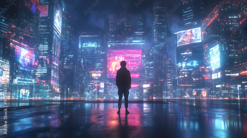 Fototapeta premium Cyberpunk City at Night