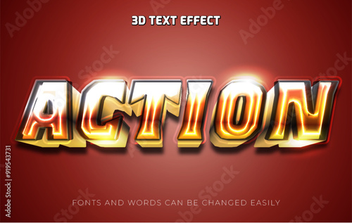 Action movie title 3d editable text effect style