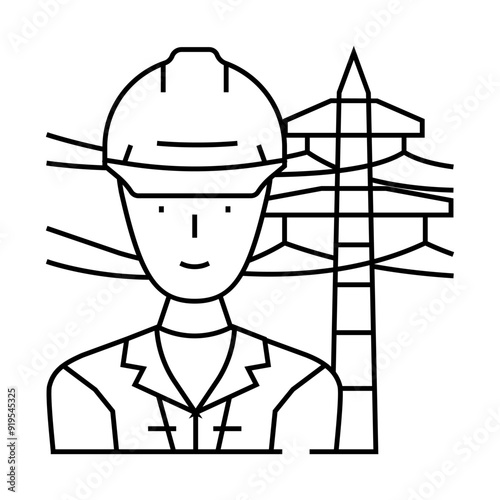 line installer repairer line icon vector. line installer repairer sign. isolated contour symbol black illustration