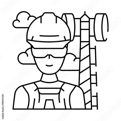 telecommunications equipment installers repairers line icon vector. telecommunications equipment installers repairers sign. isolated contour symbol black illustration