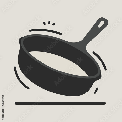 A flat vector illustration of cast iron skillet or pan isolated on white background
