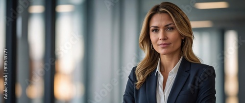 Portrait of a professional woman in a suit. Business woman standing in an office