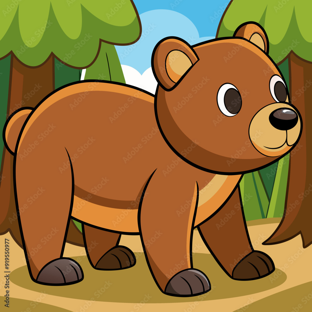 Obraz premium Bear walking in forest art vector