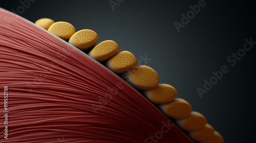 Detailed view of the arrector pili muscles attached to hair follicles photo