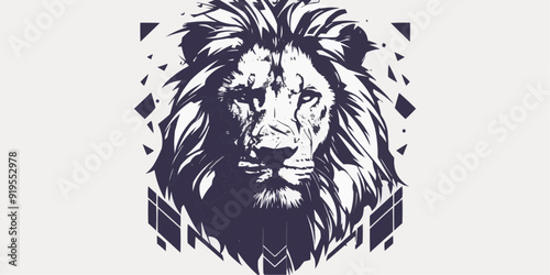 Symmetric Lion Tattoo Vector on White Background