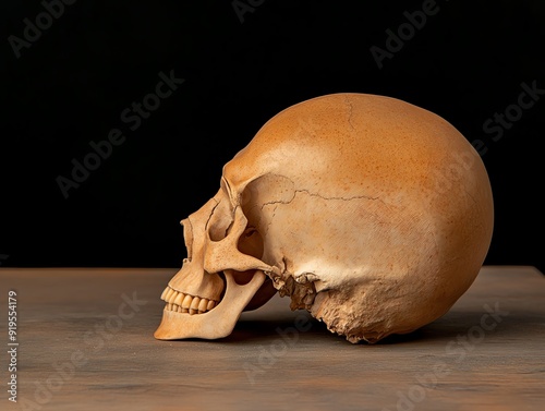 Closeup of the temporal bone with the facial nerve exiting the stylomastoid foramen, focusing on cranial nerve pathways through the skull, anatomy, temporal bone and nerves