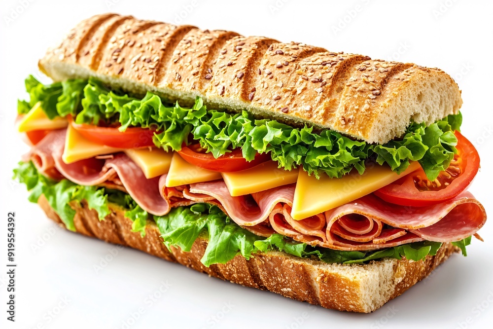 Classic Deli Sub with Ham, Cheese, Lettuce, and Tomato Classic Deli Sub with Ham, Cheese, Lettuce, and Tomato
