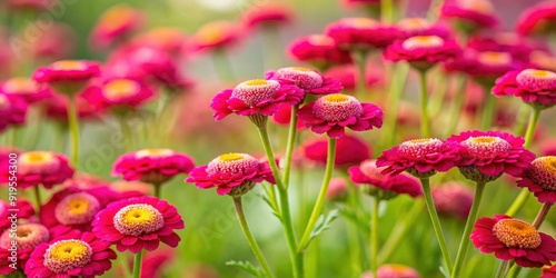 Pink red flowers of Tanacetum Coccineum herbs in full bloom , wildflowers, garden, floral, nature, vibrant, colorful