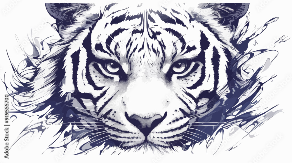 Tiger Tattoo Design on White Background - Vector Art Tiger Tattoo Design on White Background - Vector Art