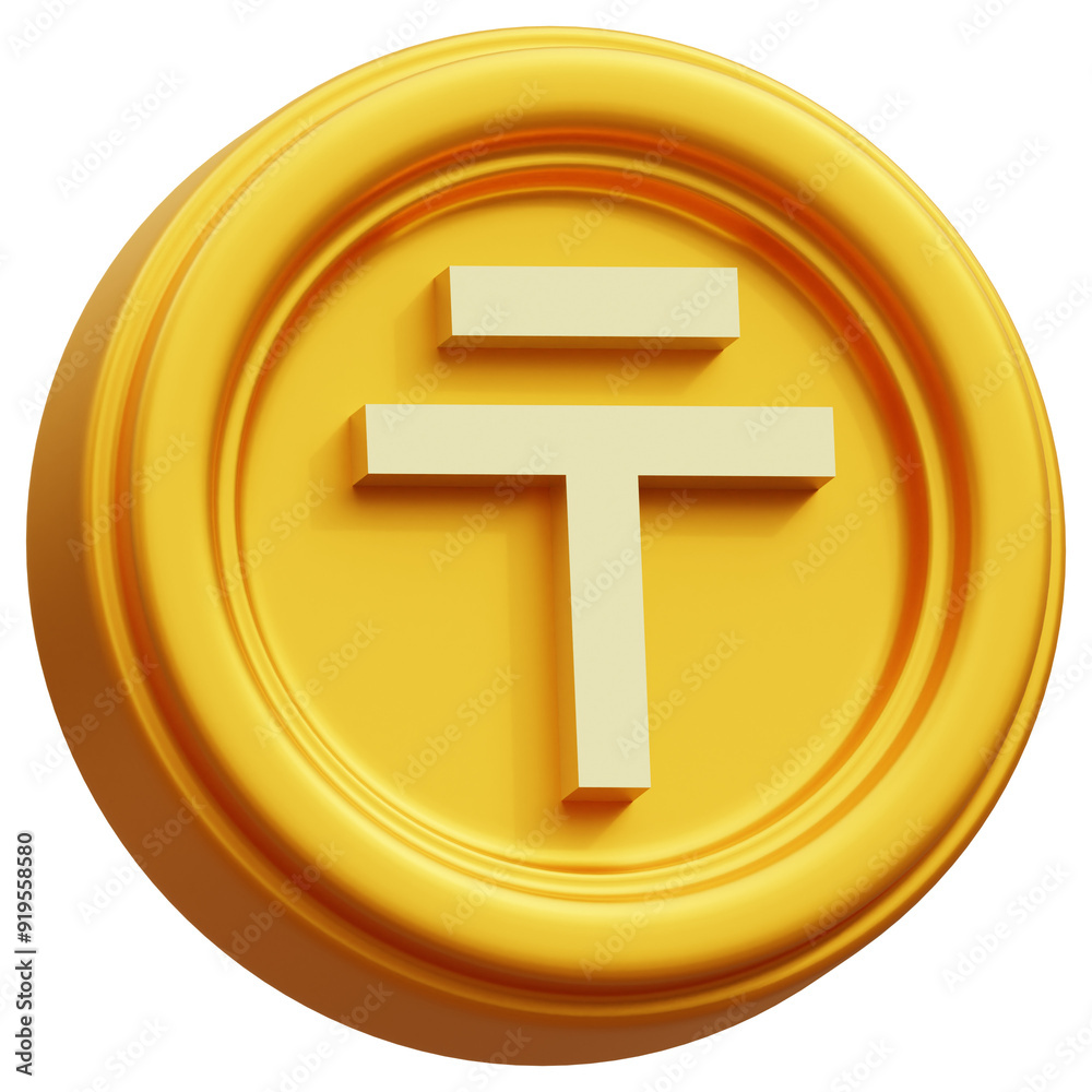 Obraz premium tenge 3d, 3d icon, 3d illustration, style, render, rendering, Suitable for website, mobile app, print, presentation, infographic and any other project.