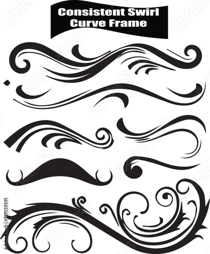 Curve Frame   Flat Black Silhouette Vector Art Bundle