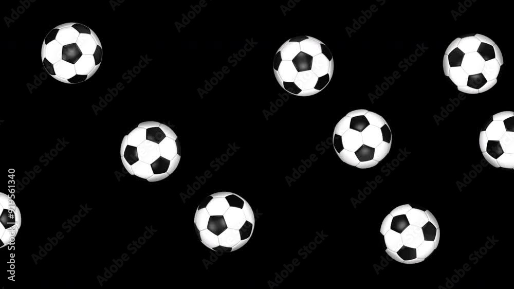 Falling Soccer Football Balls Animation Background, on Alpha Channel, Loop
Falling Soccer Football Balls Animation Background, on Alpha Channel, Loop