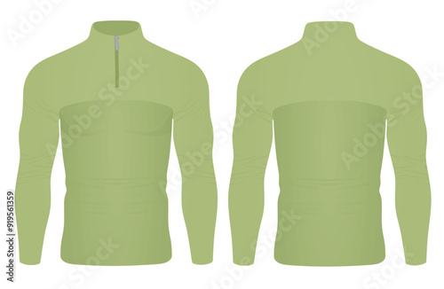 Green  tight long sleeve t shirt. vector