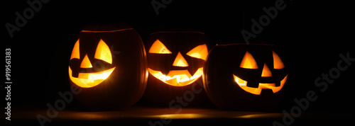 halloween pumpkins in the dark
