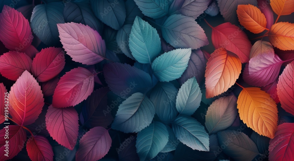 Colorful Leaves on a Gradient Background During Autumn Colorful Leaves on a Gradient Background During Autumn