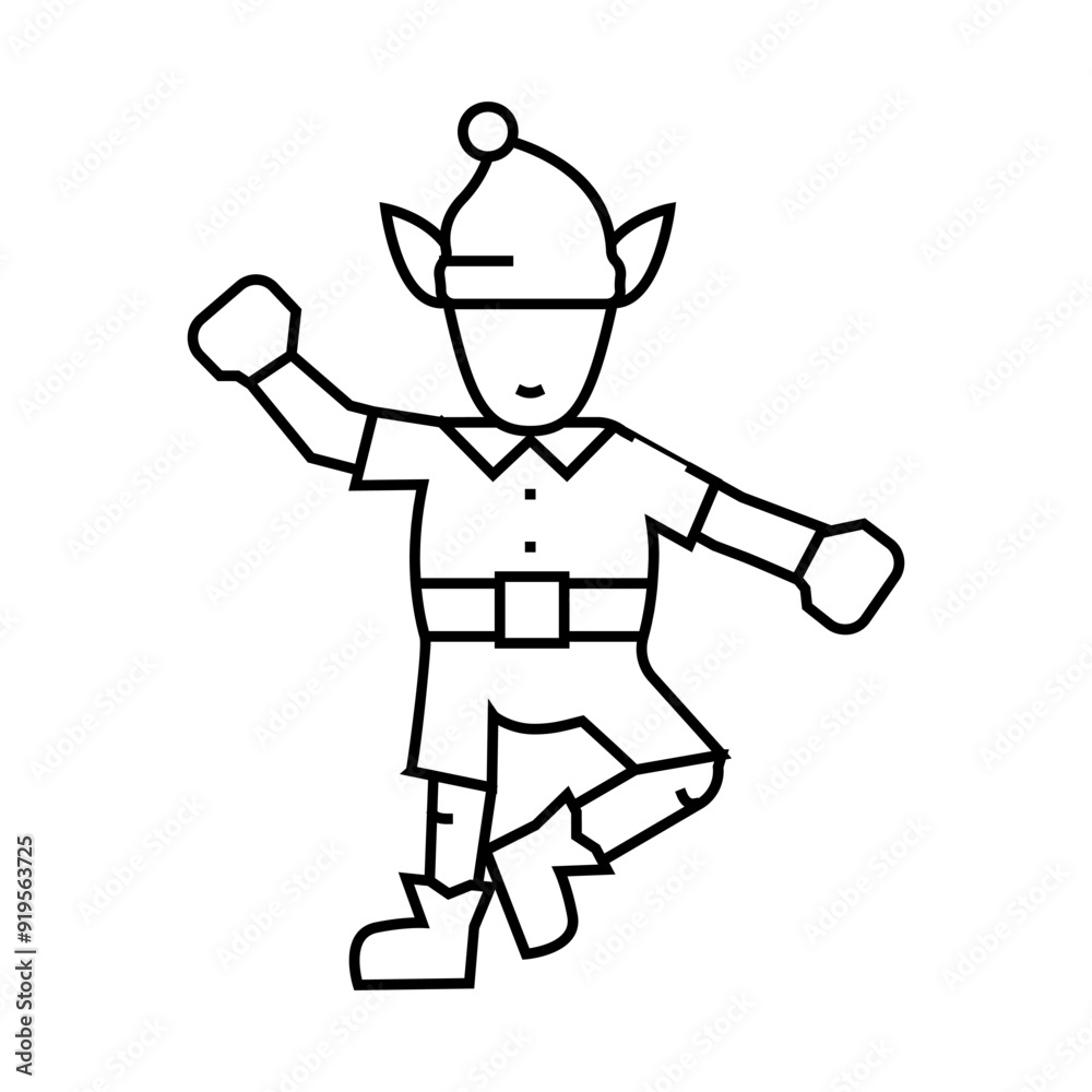 elf christmas cute line icon vector. elf christmas cute sign. isolated contour symbol black illustration elf christmas cute line icon vector. elf christmas cute sign. isolated contour symbol black illustration