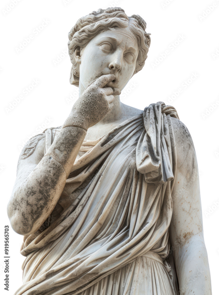 Obraz premium PNG Ancient marble statue pondering