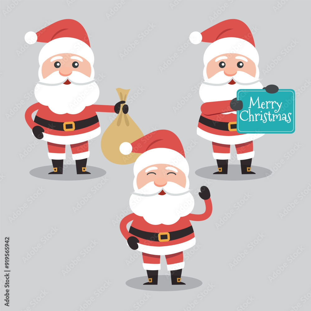 Funny Christmas party for kids: Collection of vector illustrations with Santa Claus, reindeer. Funny Christmas party for kids: Collection of vector illustrations with Santa Claus, reindeer.