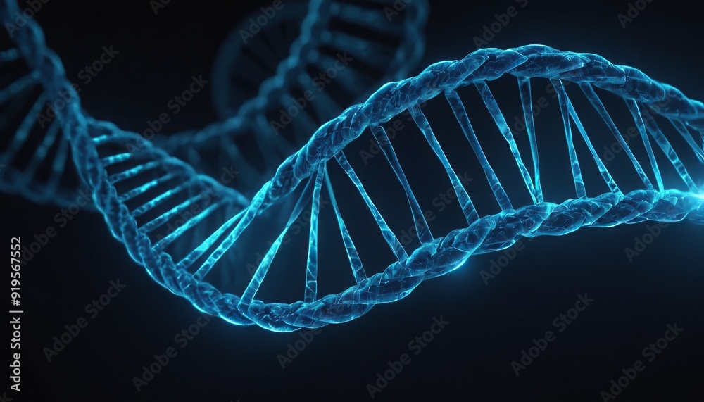 3D Rendered Illustration, visualisation of a DNA double helix. DNA Strand in Blue Light Abstract 6 3D Rendered Illustration, visualisation of a DNA double helix. DNA Strand in Blue Light Abstract 6
