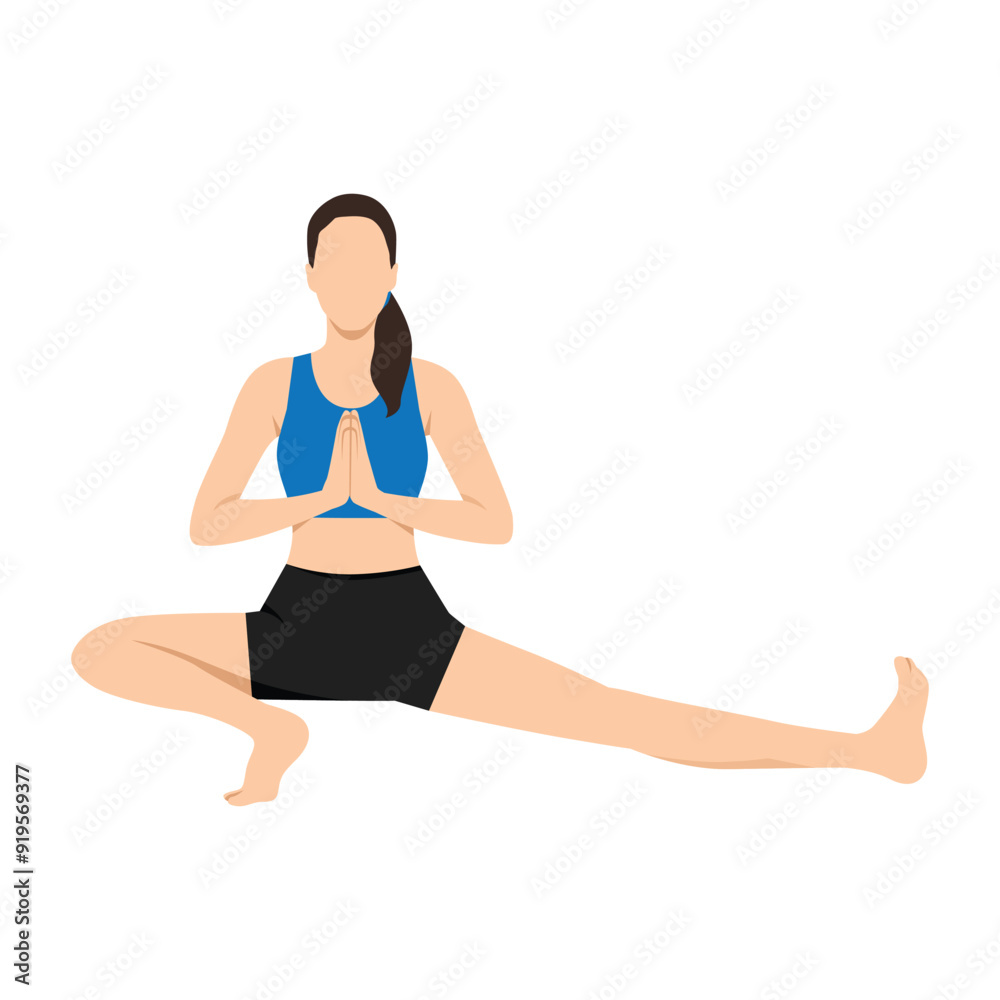 Woman doing Side Lunge Stretch Pose Prayer Hands or Skandasana Namaste ...