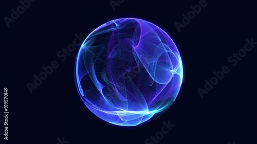 Vibrant glowing particle 3d sphere seamless motion. Virtual AI assistant concept. Abstract technology, science, engineering, artificial intelligence, and neural networks. Colorful neon energy orb. 4k.