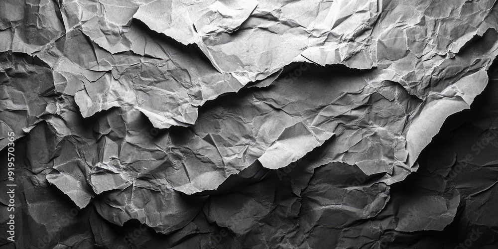 Close-up of a Crumpled, Gray, Paper Texture Close-up of a Crumpled, Gray, Paper Texture