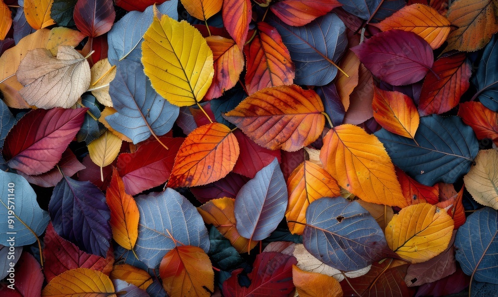 Colorful Autumn Leaves Laying on Ground in Vibrant Shades of Red, Orange, and Yellow Colorful Autumn Leaves Laying on Ground in Vibrant Shades of Red, Orange, and Yellow