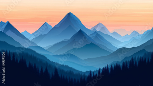 Serene mountain landscape at sunrise