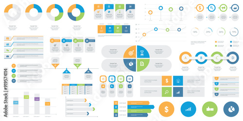 set business infographic design. with graph chart timeline and option process steps for presentation. flat vector illustration design element  
