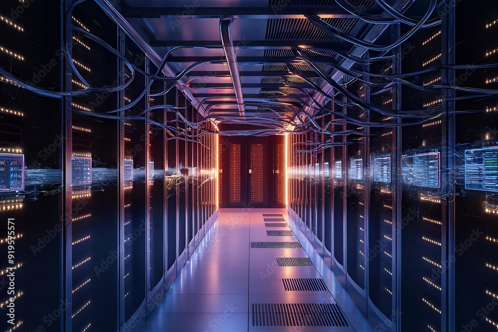 Fototapeta premium Cutting-Edge Data Center: Advanced Technology and Digital Infrastructure