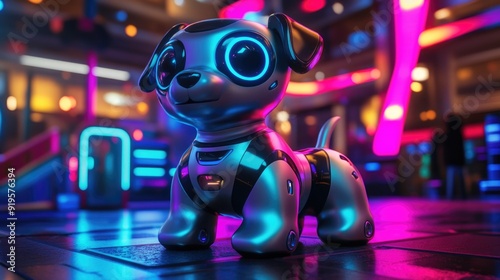 Wallpaper Mural Robo-Dog in a Futuristic Playground with Minimalistic Abstract Background Torontodigital.ca