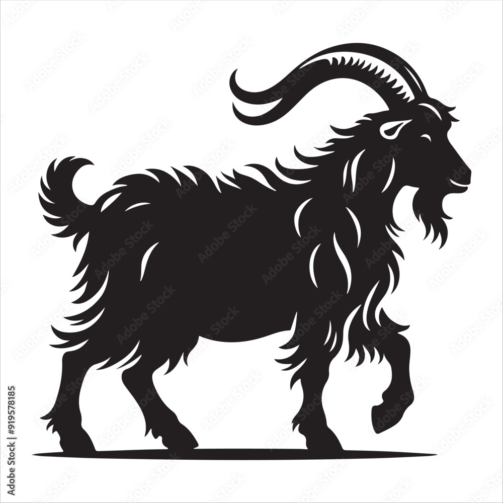 goat silhouette vector illustration in white background goat silhouette vector illustration in white background
