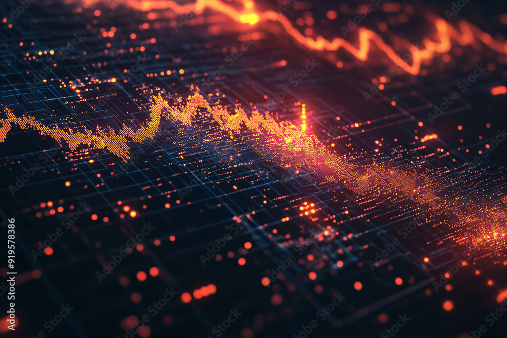 Abstract Digital Data Network with Line Graph Abstract Digital Data Network with Line Graph