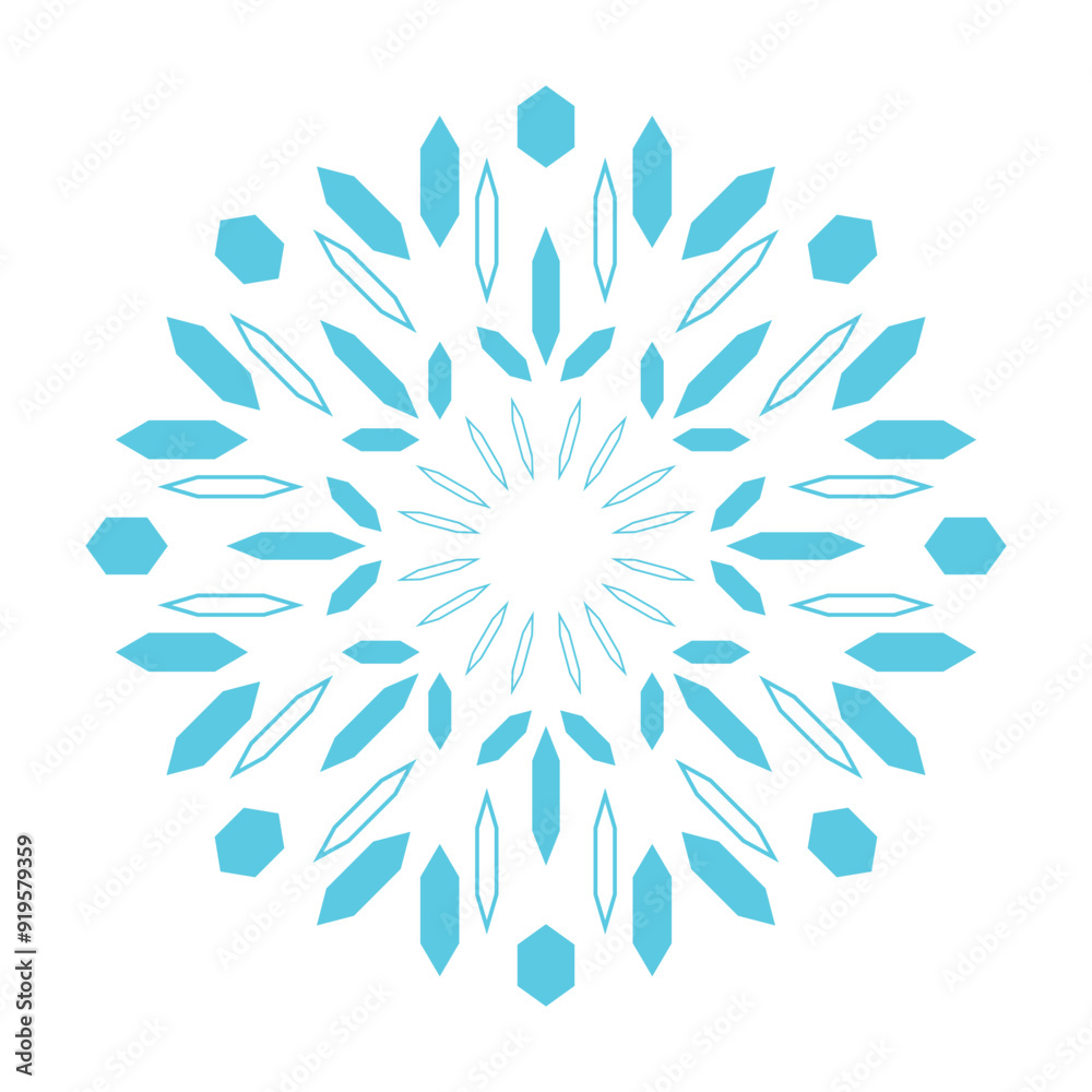 Blue Modern Flower Mandala Background. Decoration. Vector Illustration