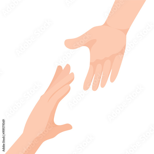 Image of a helping hand. Illustration of hands reaching for each other photo