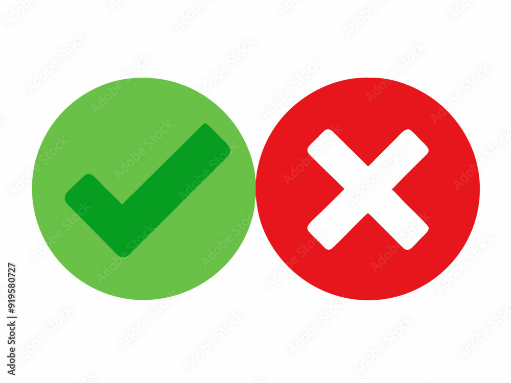 Sign green tick and red cross. Checking handwriting symbols, positive and negative choice icon, select yes or no signs on white background. Vector
Sign green tick and red cross. Checking handwriting symbols, positive and negative choice icon, select yes or no signs on white background. Vector