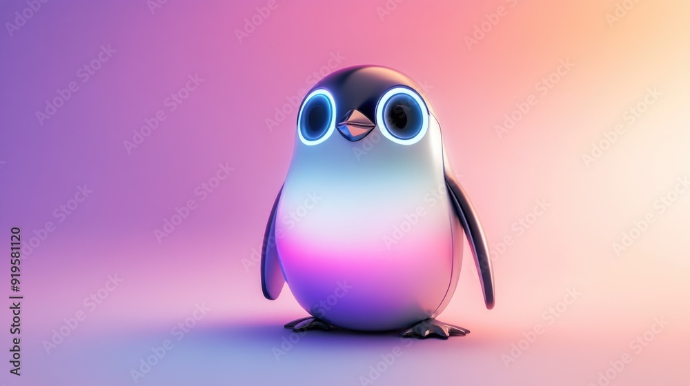 Robo-Penguin in a Futuristic Playground with Minimalistic Abstract Background Robo-Penguin in a Futuristic Playground with Minimalistic Abstract Background