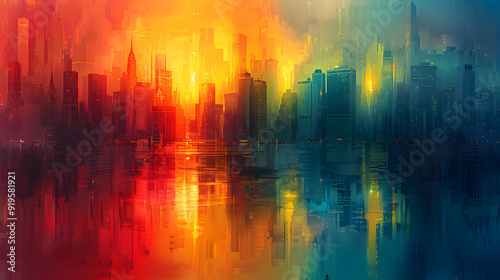 Abstract depiction of a cityscape with bold  intersecting lines and subtle gradients  suggesting the depth and complexity of an urban setting 