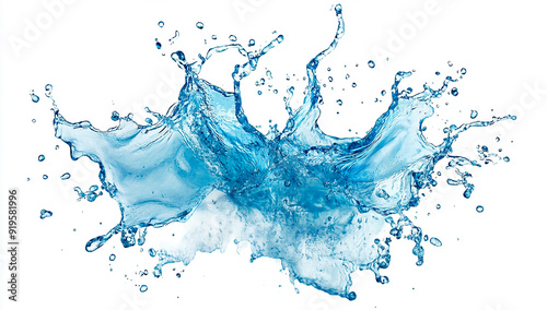water splash in blue color on white background