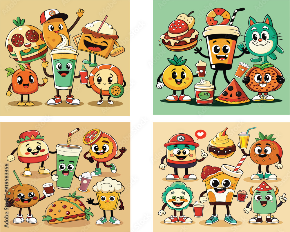 Fototapeta premium fast food cartoons