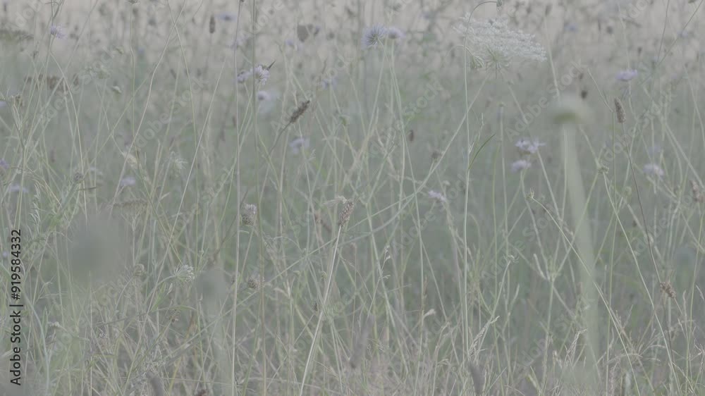 Fleurs dans champs en log