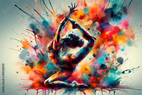 Rhythmic gymnastics in watercolor