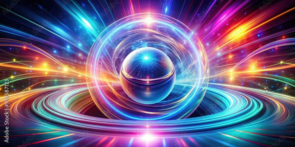 Obraz premium vivid abstract background with beautiful swirl trail effect frame, mystical portal, bright sphere lens