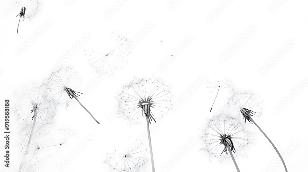 Delicate Dandelion Seeds Floating in the Air Delicate Dandelion Seeds Floating in the Air